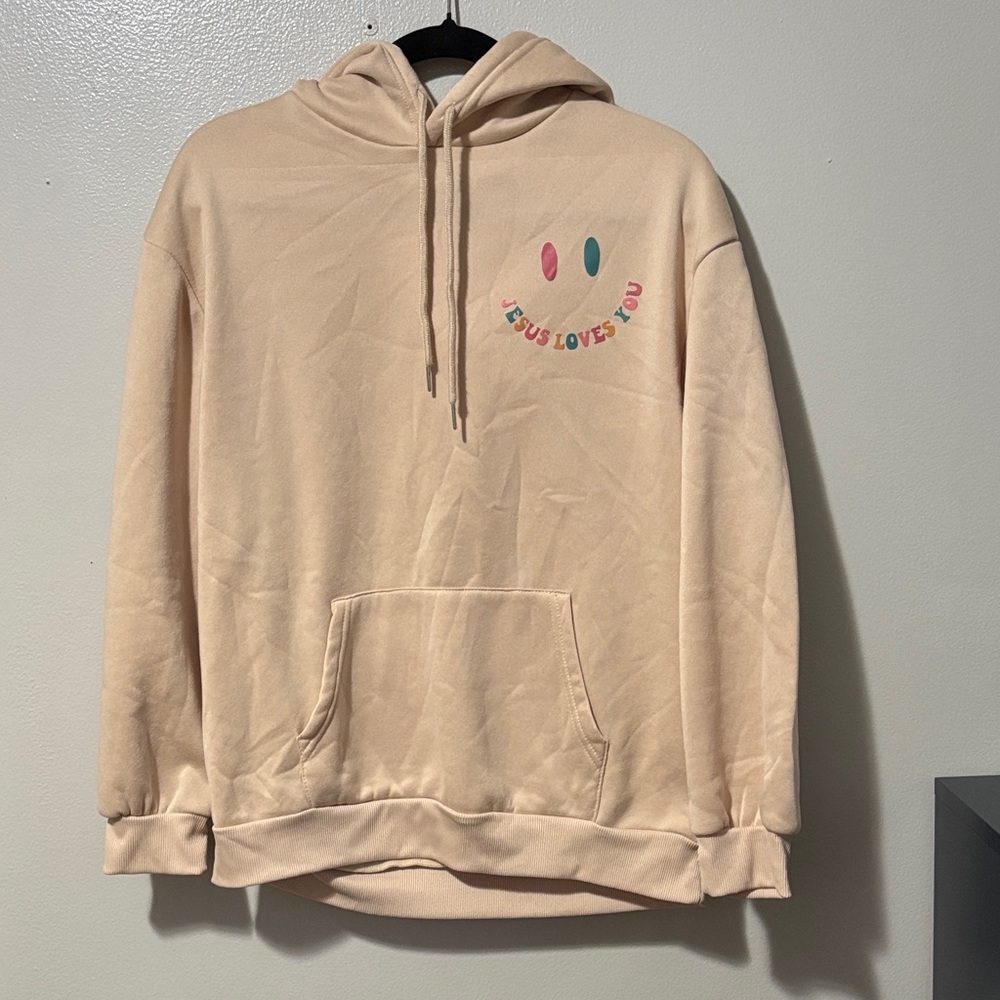 SHEIN Beige Hoodie with Vibrant Design